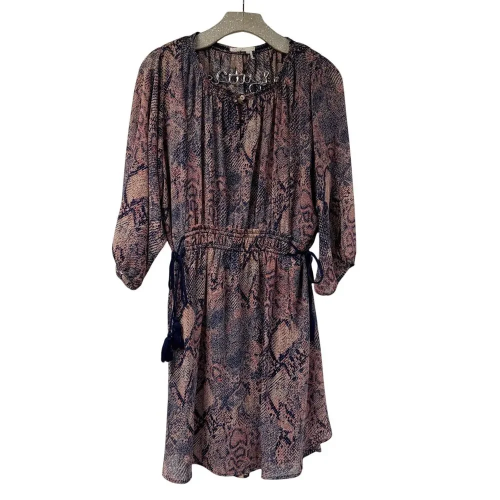 Floreat Zahara Peasant Dress Medium Snakeskin Print Anthropologie